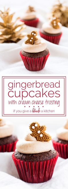 Mini Gingerbread Cupcakes with Cinnamon Cream Cheese Frosting