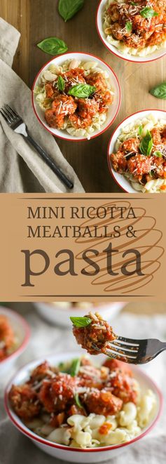 Mini Ricotta Meatballs with Herbed Tomato Sauce