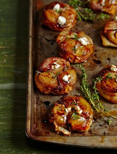 Mini Tarte Tatins with Caramelized Shallots and Goat Cheese