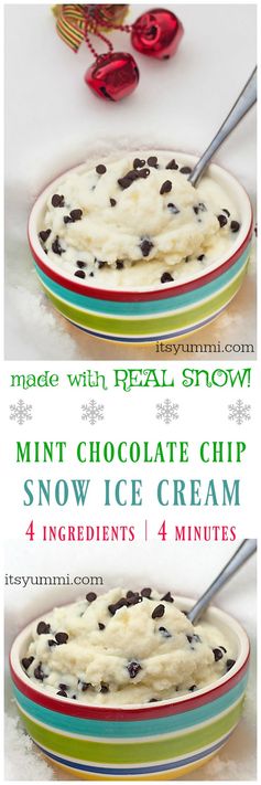 Mint Chocolate Chip Snow Cream (How to Make Snow Ice Cream