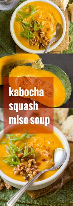 Miso Kabocha Squash Soup with Maple Roasted Walnuts