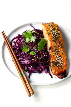 Miso Salmon with Sesame Red Cabbage