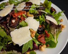 Mixed Green Salad with Fig, Prosciutto, Walnut and Parmesan