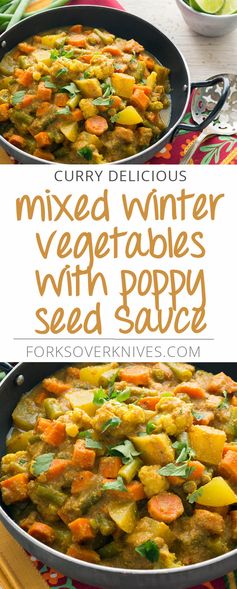 Mixed Winter Vegetables with Spicy Poppy Seed Sauce