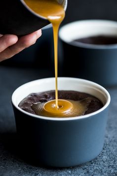 Molten Salted Caramel and Chocolate Puddings with Smoked Salt