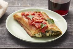 Mushroom & Spinach Stromboli with Fresh Mozzarella & Tomato Sauce