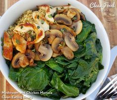 Mushroom and Chicken Marsala Clean Eating Bowls