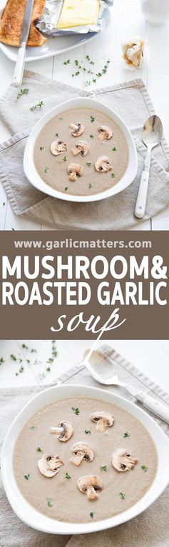 Mushroom and roasted garlic soup