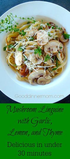 Mushroom Linguine with Lemon, Garlic and Thyme