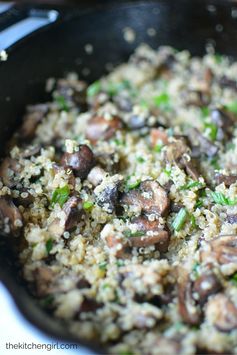 Mushroom Sesame Quinoa with Scallions