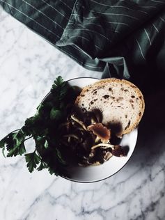 Mushroom soup in parmesan broth