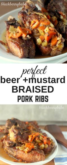 Mustard and Beer Braised Country-Style Pork Ribs