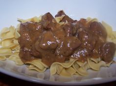 Nana's Beef Tips with Noodles