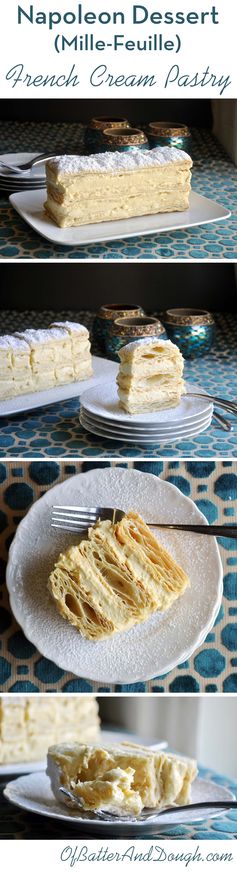 Napoleon Dessert Recipe | French Pastry (Mille Feuille Cream Pastry