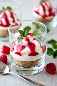 No Bake Cheesecake Mousse with Raspberry Sauce