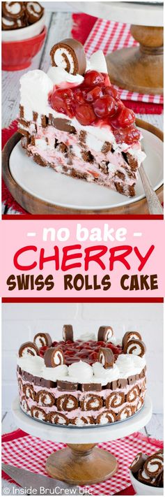 No Bake Cherry Swiss Rolls Cake