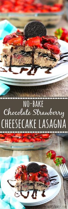 No Bake Chocolate Strawberry Cheesecake Lasagna