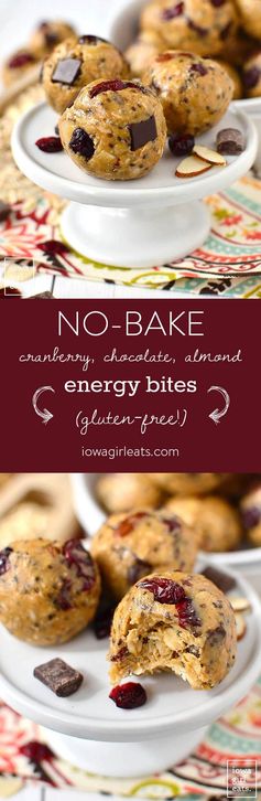 No-Bake Cranberry Chocolate Almond Energy Bites