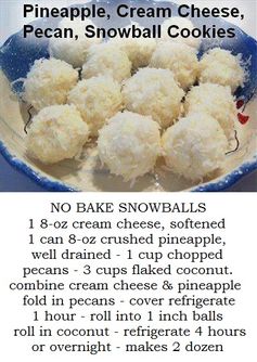NO BAKE - Cream Cheese, Coconut, Snowball's