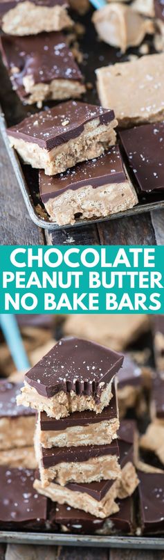 No Bake Crunchy Chocolate Peanut Butter Bars