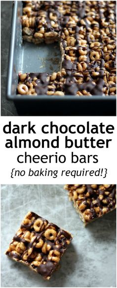 No-Bake Dark Chocolate Almond Butter Cheerio Bars with Flax