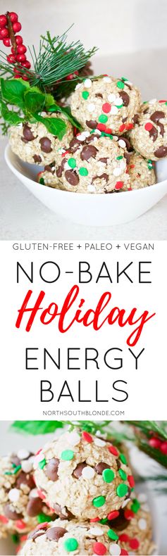 No Bake Holiday Energy Balls (Gluten-Free, Paleo, Vegan