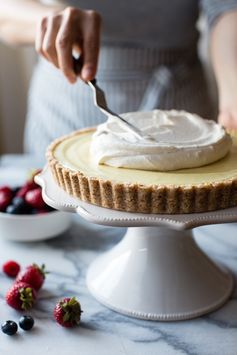 No-Bake Lemon Berry Coconut Cream Tart (vegan, gluten-free, refined sugar-free