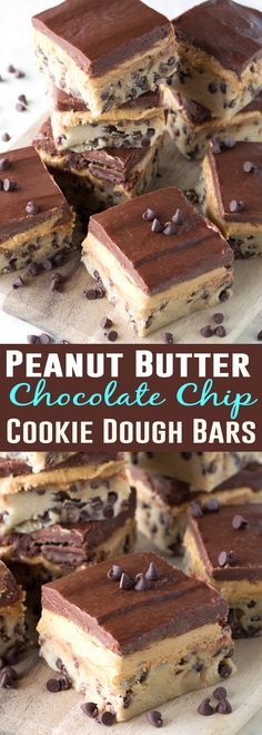 No Bake Peanut Butter Chocolate Chip Cookie Dough Bars