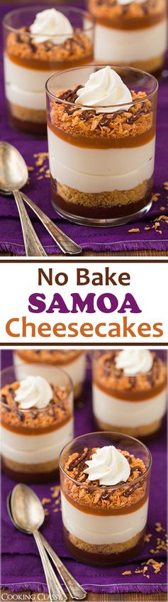 No Bake Samoa Cheesecakes