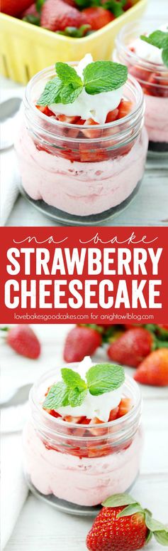 No Bake Strawberry Cheesecake Jars