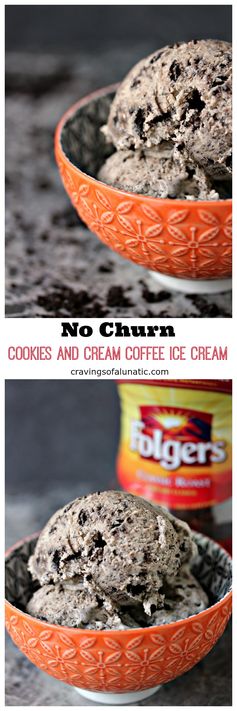 No Churn Cookies and Cream Coffee Ice Cream