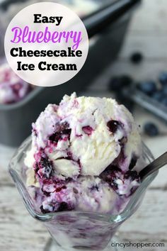 No Churn Easy Blueberry Cheesecake Ice Cream