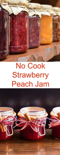 No Cook Strawberry Peach Jam