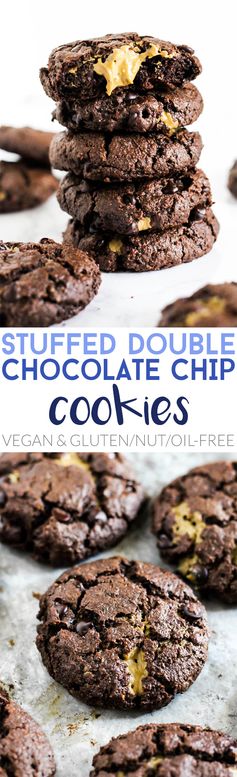 Nut-Free Stuffed Double Chocolate Chip Cookies