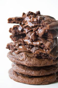 Nutella Stuffed Chocolate Chocolate Chip Cookies