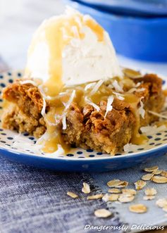 Oatmeal Brownie with Sweet Custard Glaze