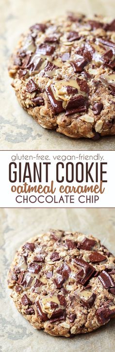 Oatmeal Caramel Chocolate Chip Giant Cookie