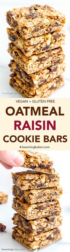 Oatmeal Raisin Cookie Bars (Vegan, Gluten Free