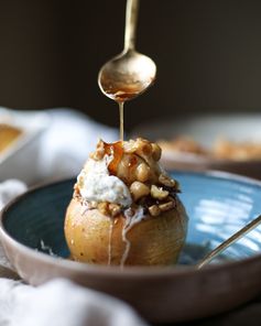 Oatmeal Stuffed Baked Apples with Maple Brown Butter