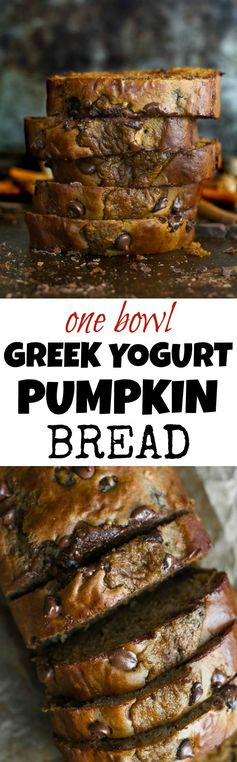 One Bowl Greek Yogurt Pumpkin Bread