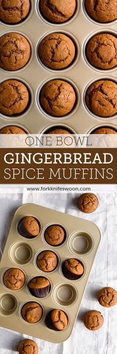 One Bowl Spiced Gingerbread Muffins