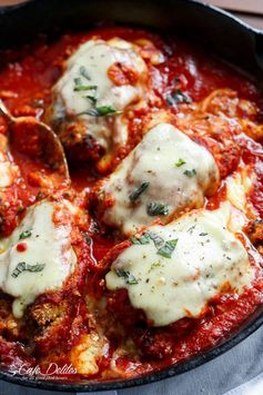 One Pan Mozzarella Stuffed Chicken Parmesan