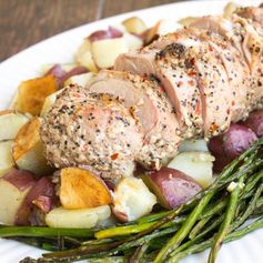 One Pan Pork Tenderloin with Asparagus & Potatoes