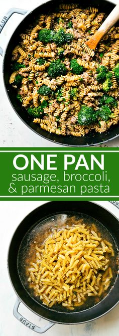 One Pan Sausage, Broccoli, & Parmesan Pasta