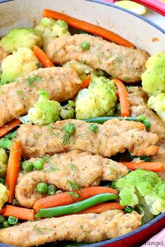 One pot breaded chicken and vegetable skillet