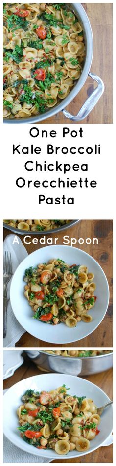 One Pot Kale Broccoli Chickpea Orecchiette Pasta