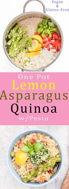 One Pot Lemon Asparagus Quinoa w/ Rocket Pesto
