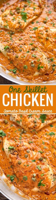 One Skillet Chicken with Tomato Basil Cream Sauce