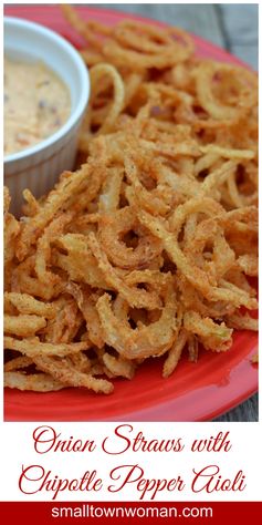 Onion Straws with Chipotle Pepper Aioli