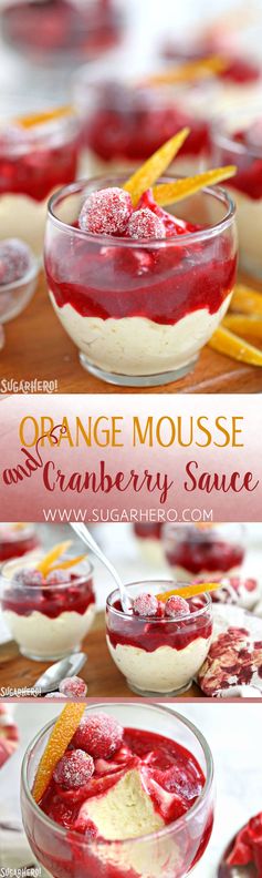 Orange Mousse with Cranberry Sauce